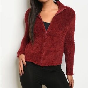 🆕Burgundy fleece jacket.